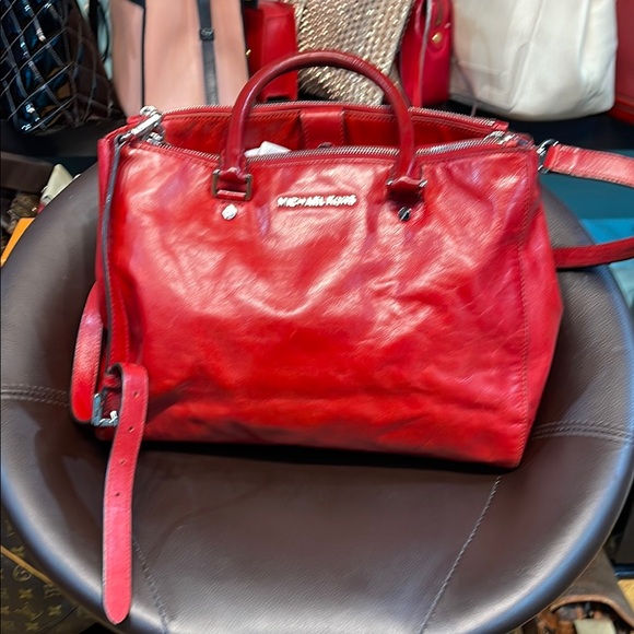 Michael Kors Red Leather Satchel - Picture 1 of 1